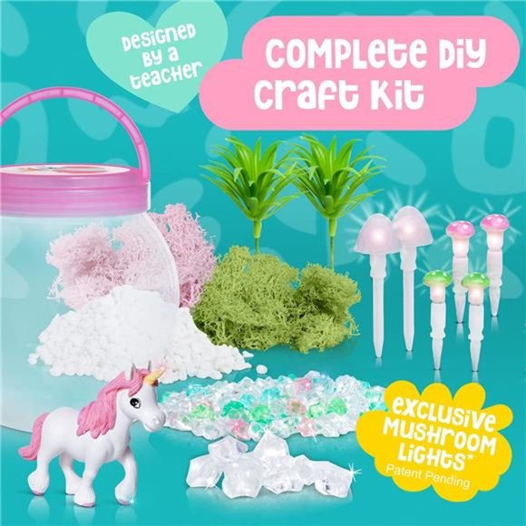 Light Up Unicorn Terrarium Kit for Kids, Unicorns Gifts for Girls -Make Your Own - Picture 4 of 6